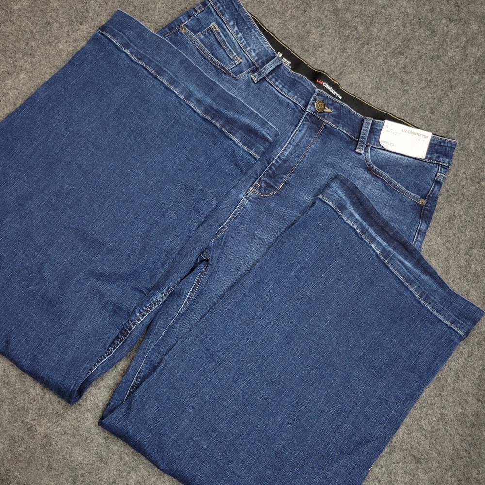 Liz Claiborne Jeans Womens 18 Blue Americana High Rise Wide Leg Y2K Baggy 2000s
